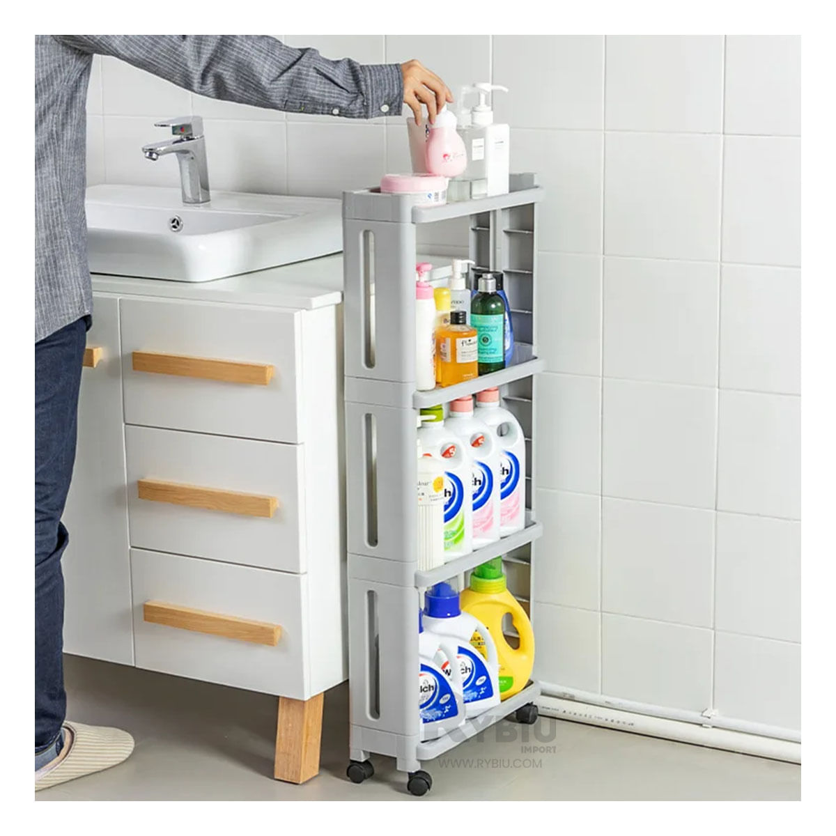 Carrito Practico con 4 Niveles Blanco Y+Papel de Regalo