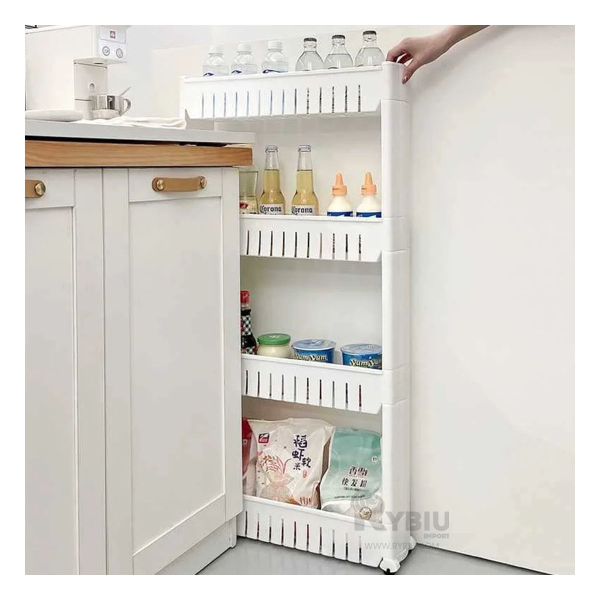 Carrito Practico con 4 Niveles Blanco Y+Papel de Regalo