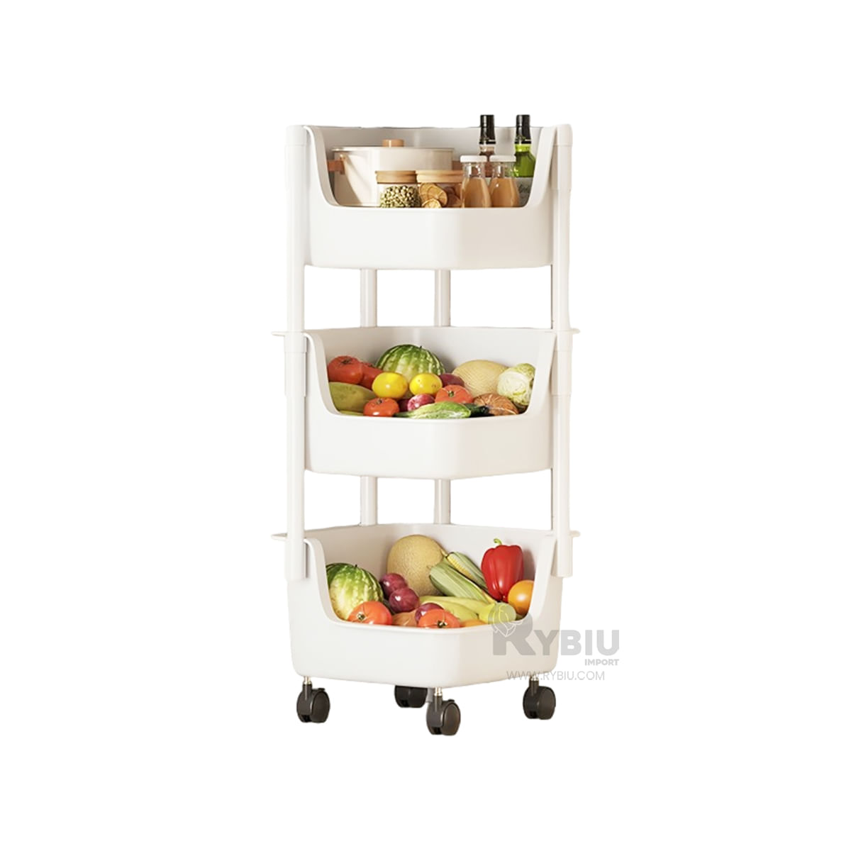 Carrito Resistente con divisiones en Blanco Y+Stickers