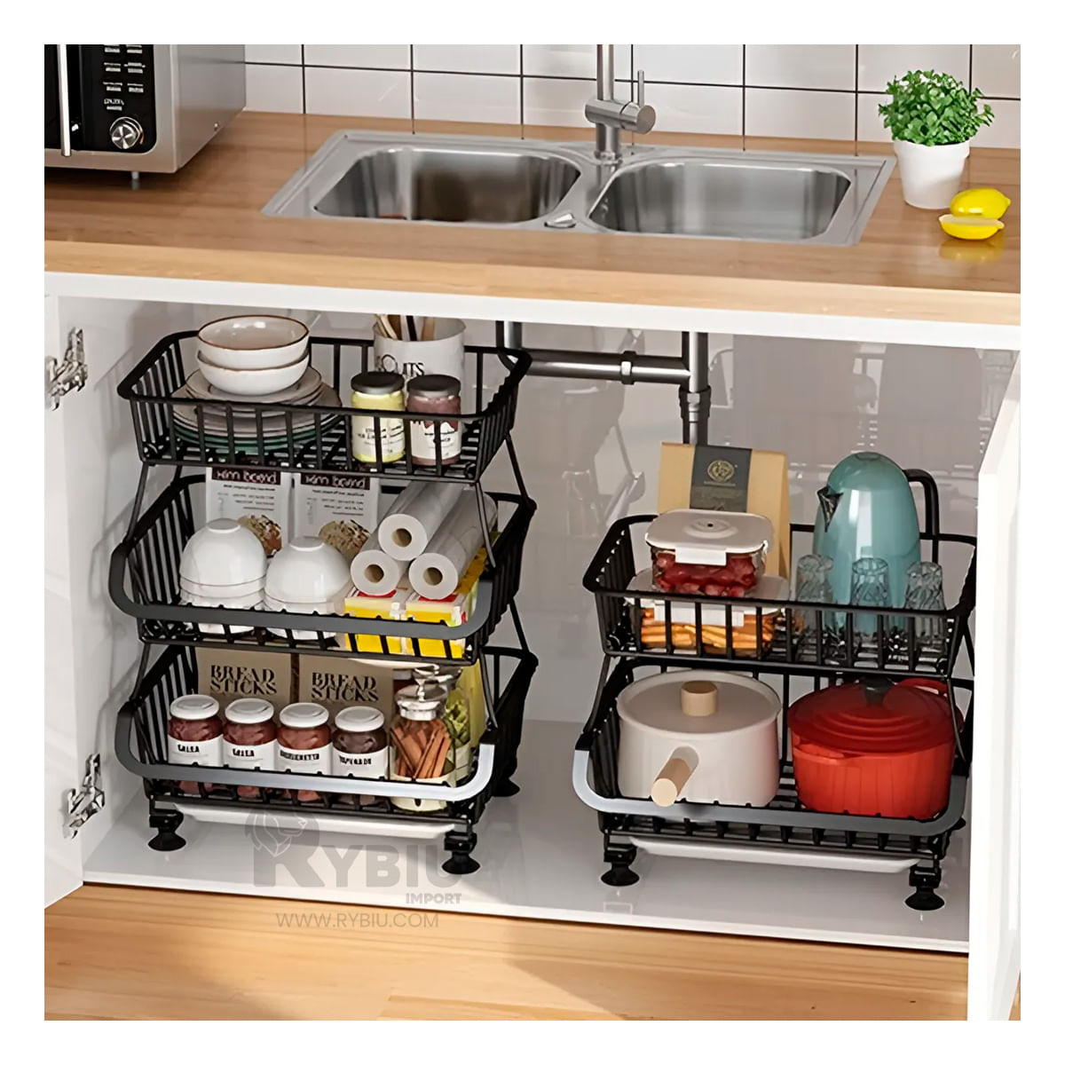 Cesta Duradero de Cocina Negro Y+Agendita