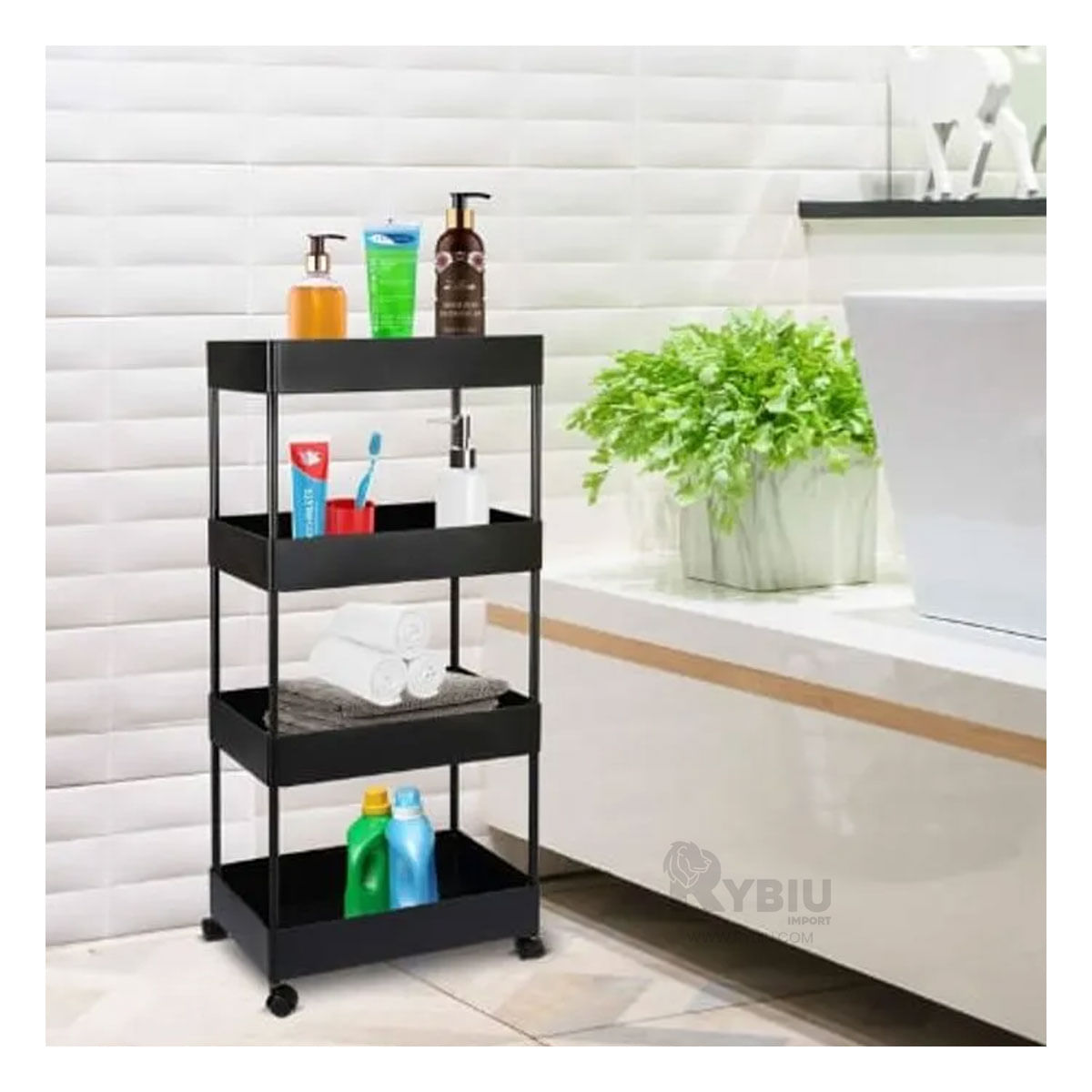 Carrito de 4 Niveles de Calidad Negro Y+Papel de Regalo