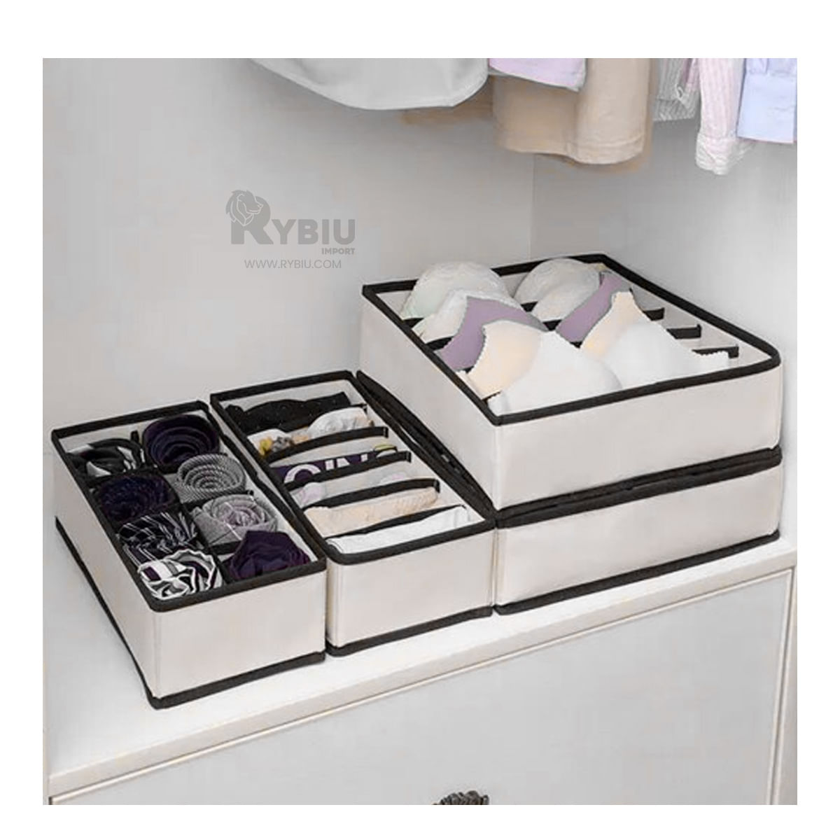 Set Cuadruple de Cajones de Ropa Interior Blanco Y+Agendita