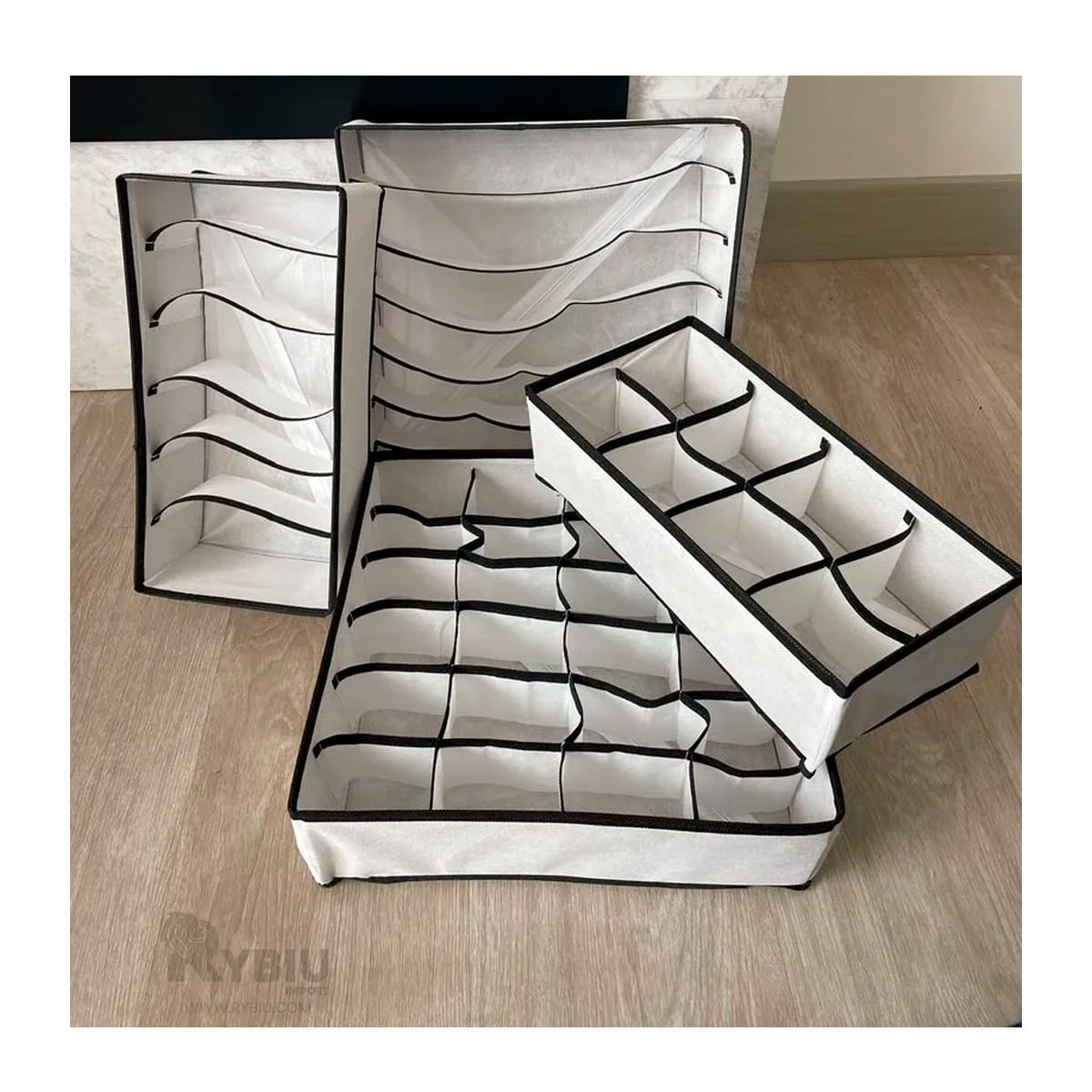 Set de 4 Cajones Organizadores para Ropa Interior Blanco