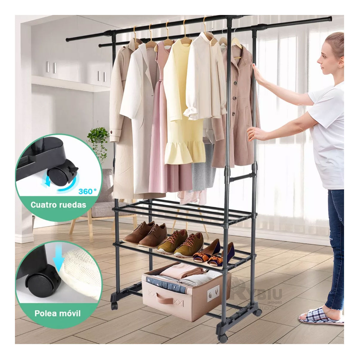 Perchero 3 Niveles Zapatos de Color Negro Y+Papel de Regalo