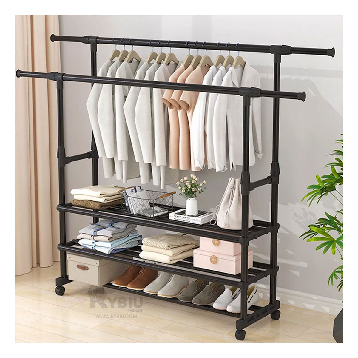 Perchero Util de 3 Niveles Negro Y+Agendita