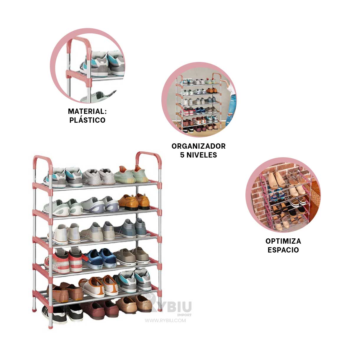 Zapatera Ahorradora de Espacio en Rosado Y+Papel de Regalo