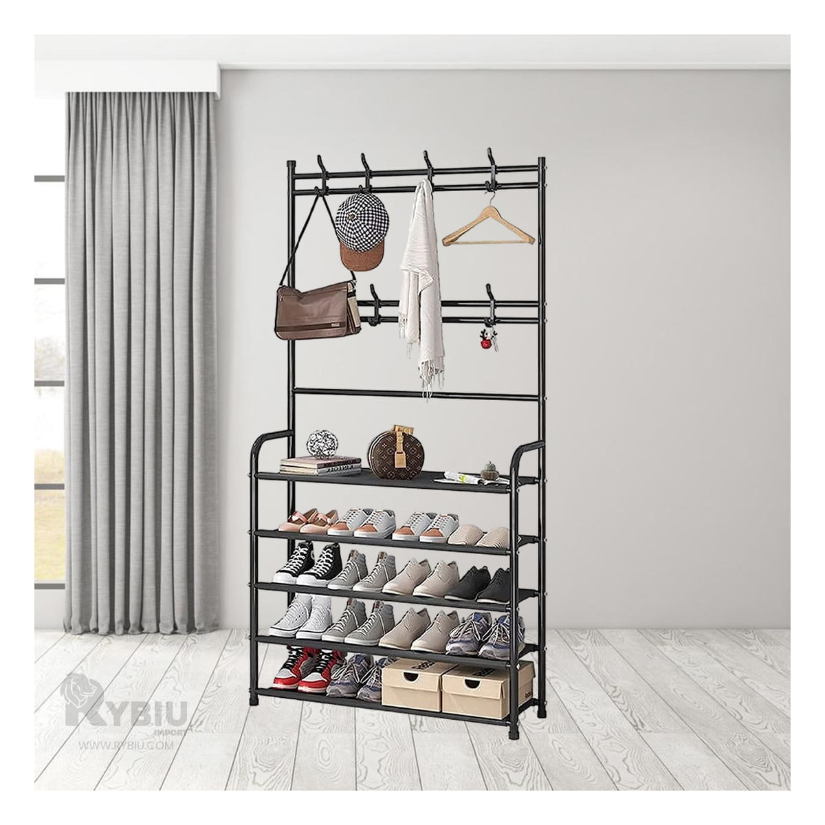 Zapatera con Separadores en Negro Y+Stickers