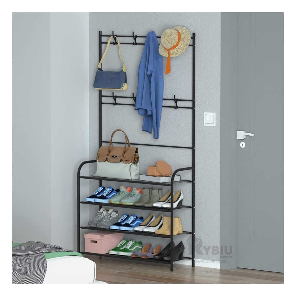 Zapatera Modelo Curvo en Tono Negro Y+Papel de Regalo