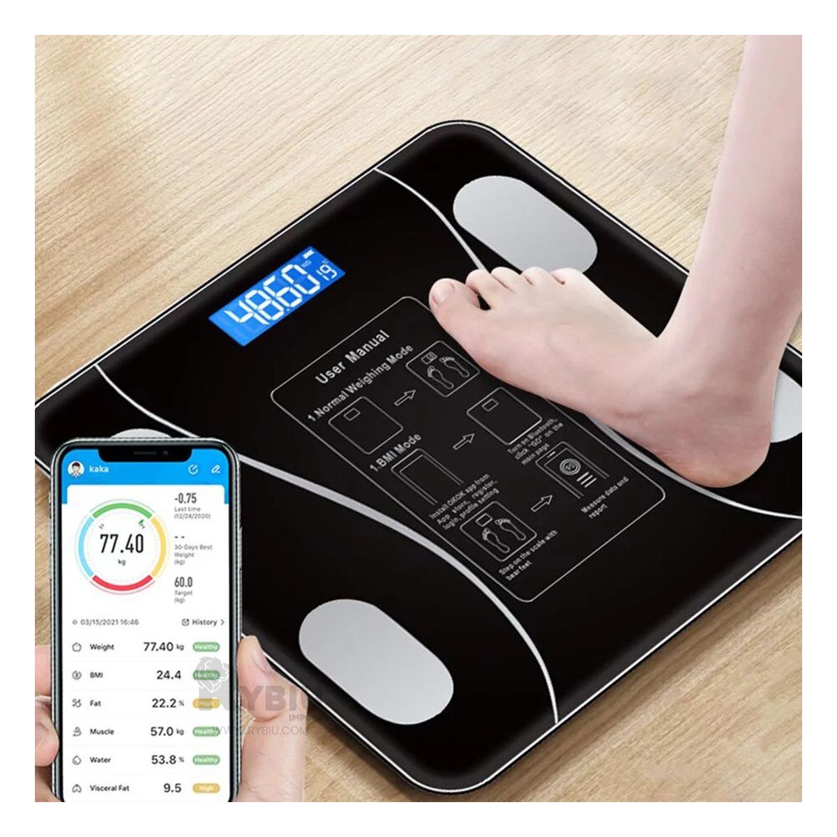 Balanza Bluetooth Digital para IOS y Android en Negro