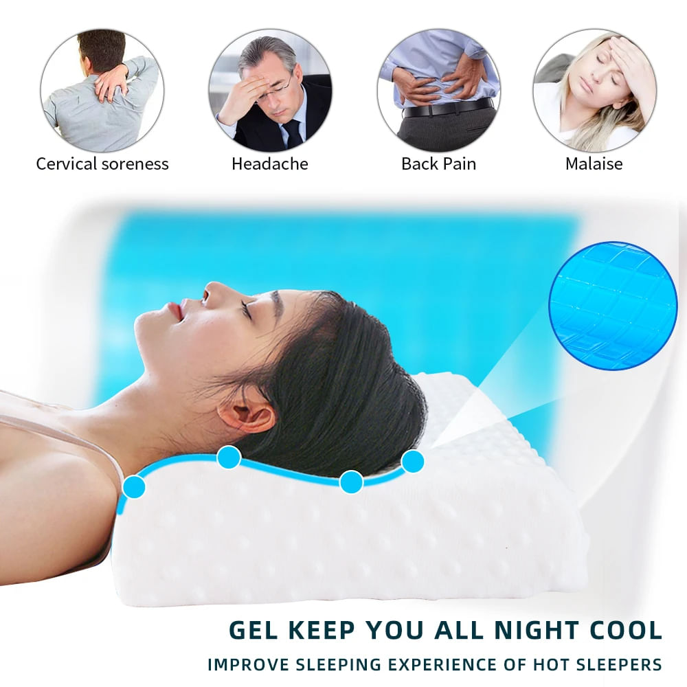 Almohada Gel Memory Foam Cool Pillow Espuma Viscoelástica Rebote Lento Ortopédica Genieka
