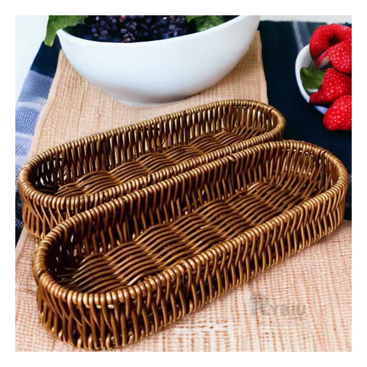 Cesta Decorativa Ovalada de Color Marron Y+Papel de Regalo