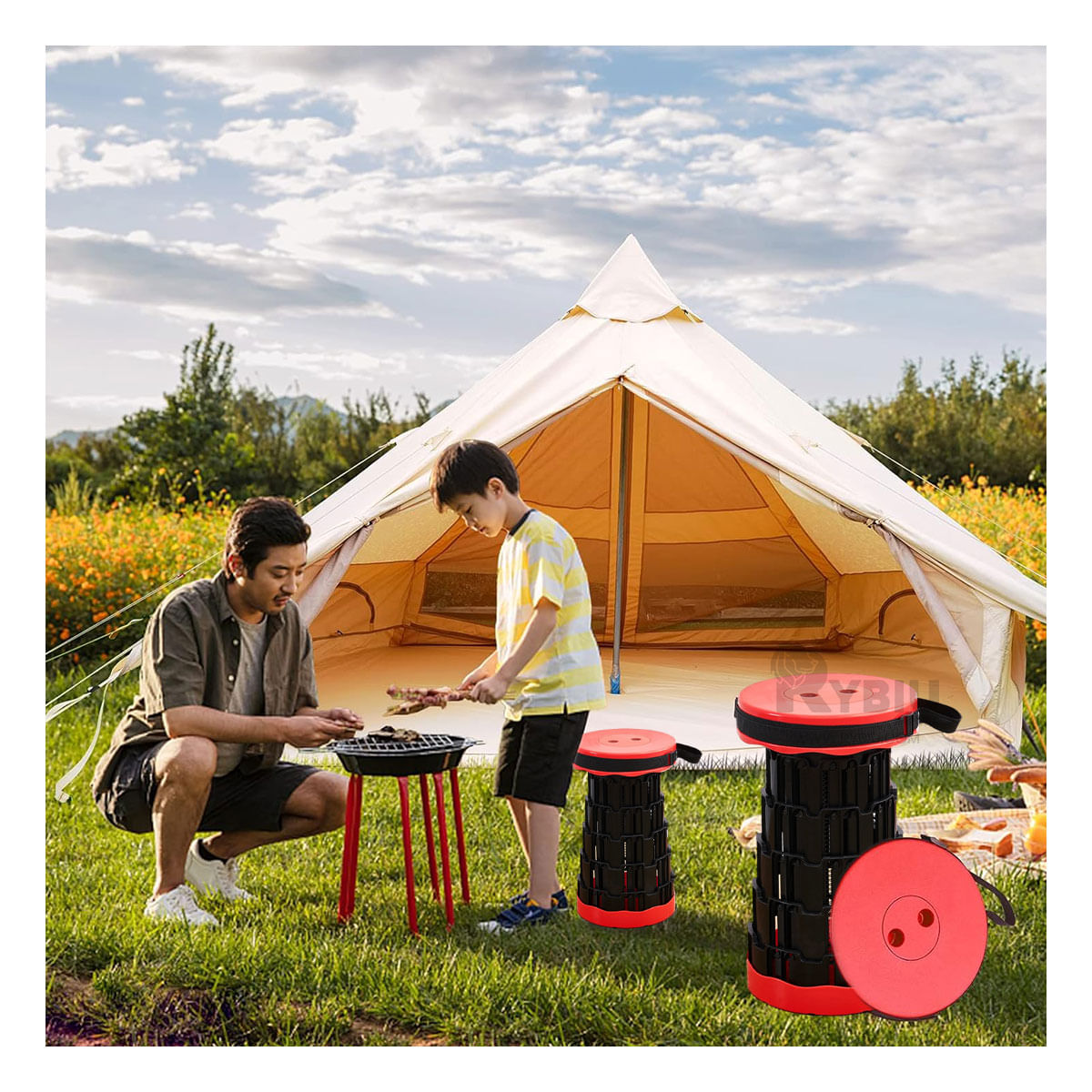 Silla Resistente Plegable en Tono Rojo Y+Papel de Regalo