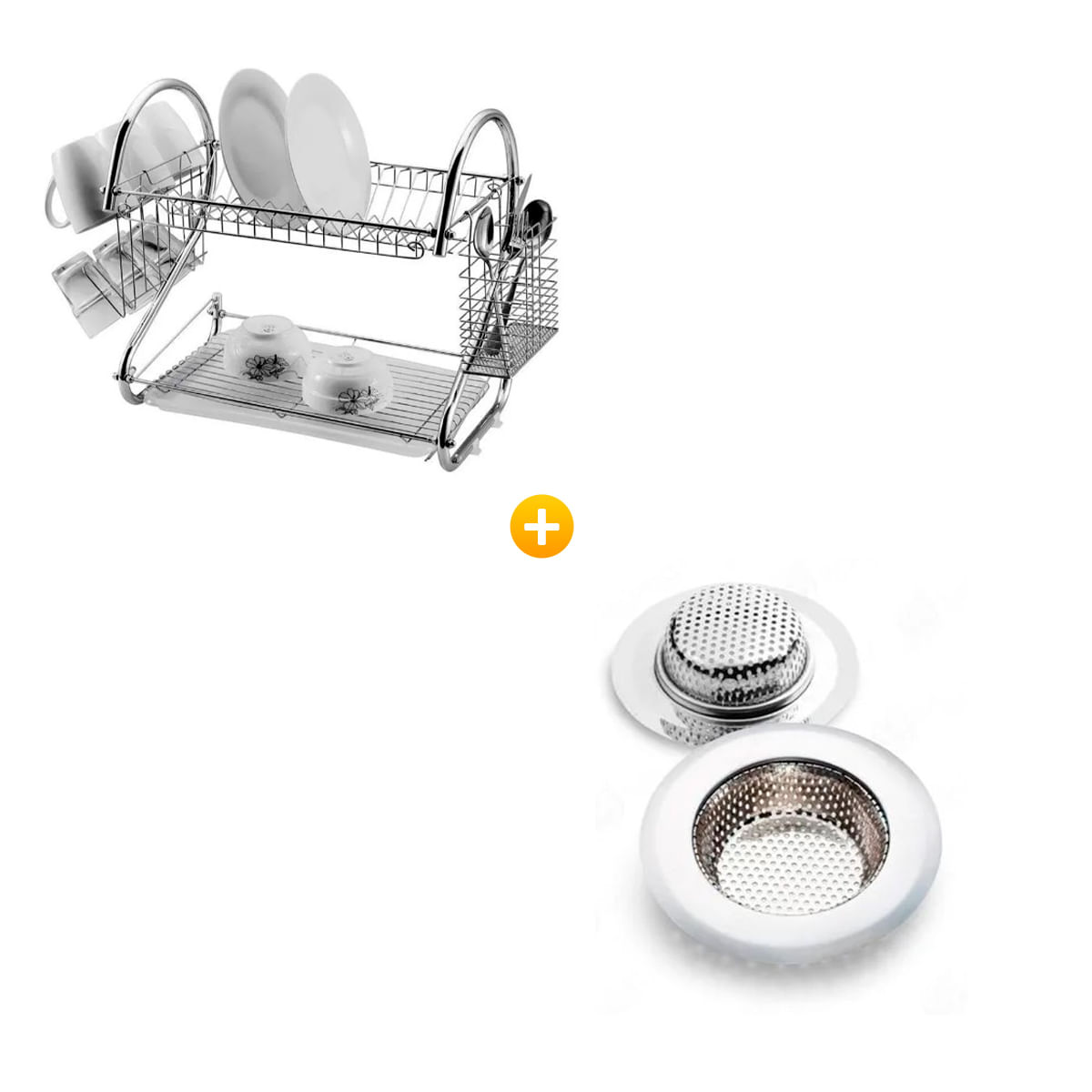 Escurridor de Platos de 2 Niveles + Rejilla Filtrador de 115mm