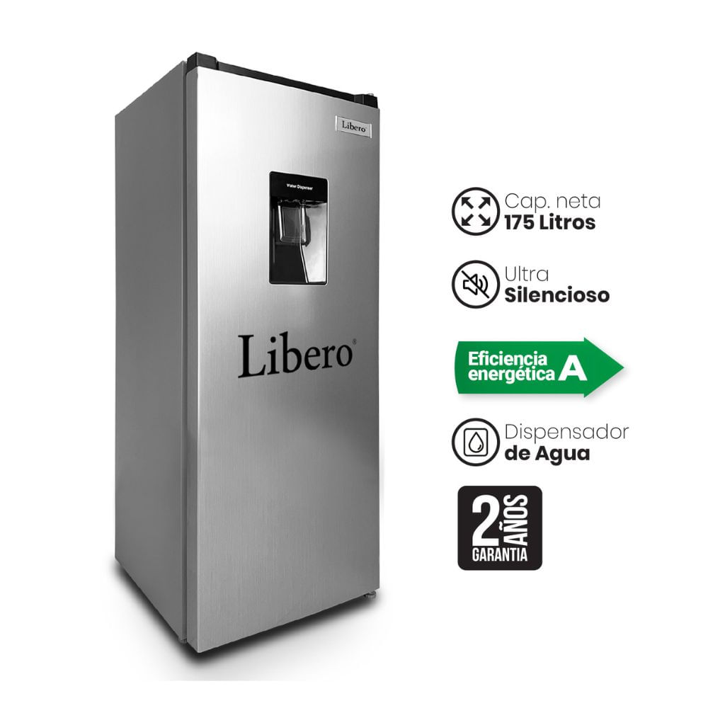 Refrigeradora Libero LROD-190DFIW 1 puerta con dispensador 175L Gris