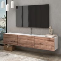 Mesa de TV Flotante Aquiles color Marrón/Blanco 3 puertas TU MESITA