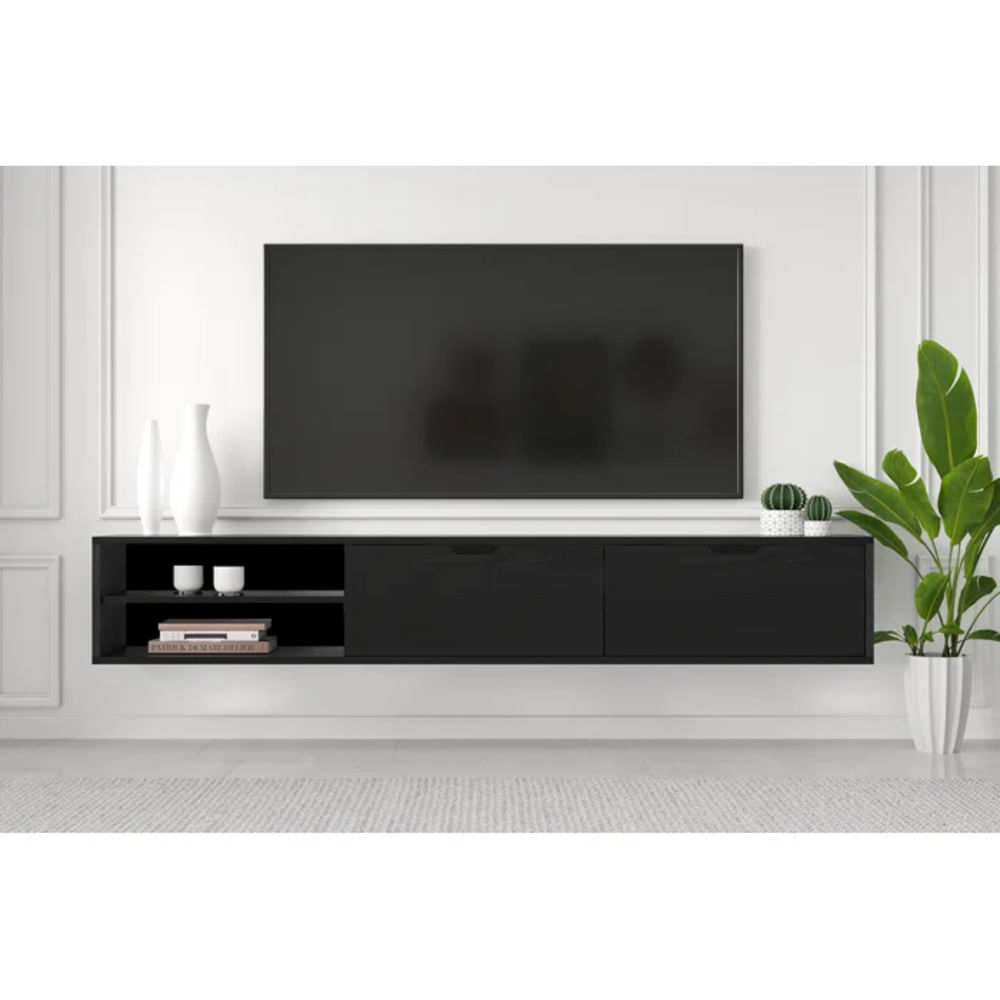 Mesa de TV Flotante Piero color Negro TU MESITA 2 puertas