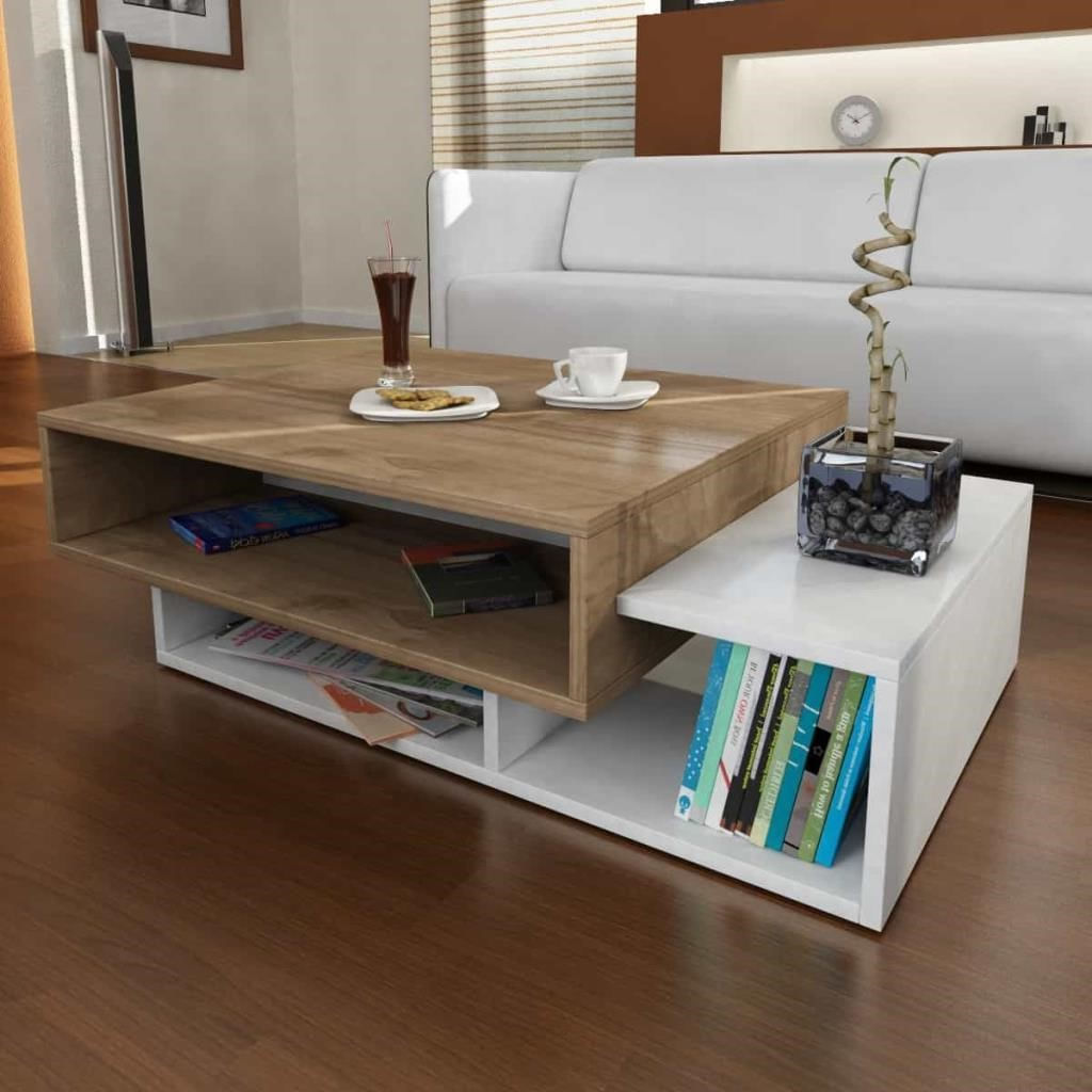 Mesa de Centro Romaña color Blanco/Marrón TU MESITA