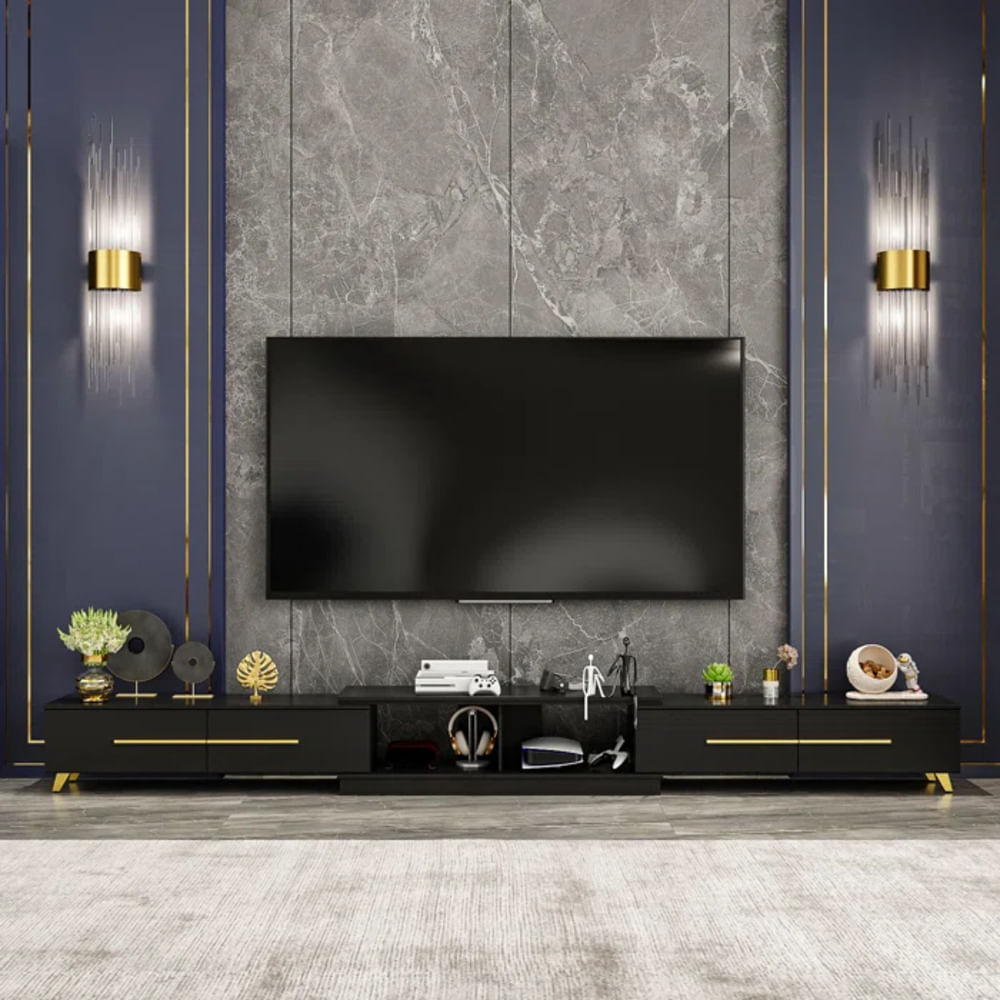 Mesa de TV Expandible Royalty color Negro 4 cajones TU MESITA