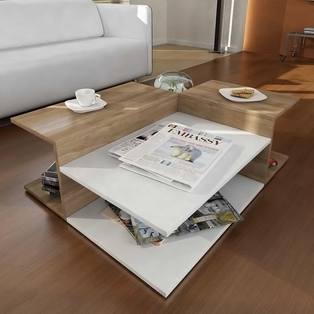 Mesa de centro Multiusos Persia color Blanco/Marrón TU MESITA