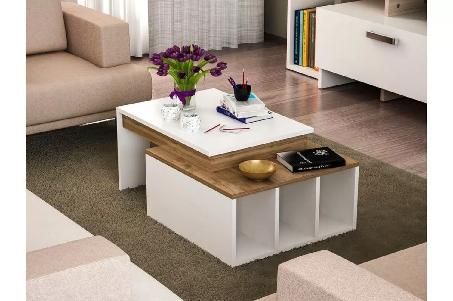 Mesa de Centro Yuliet color Blanco/Marrón TU MESITA