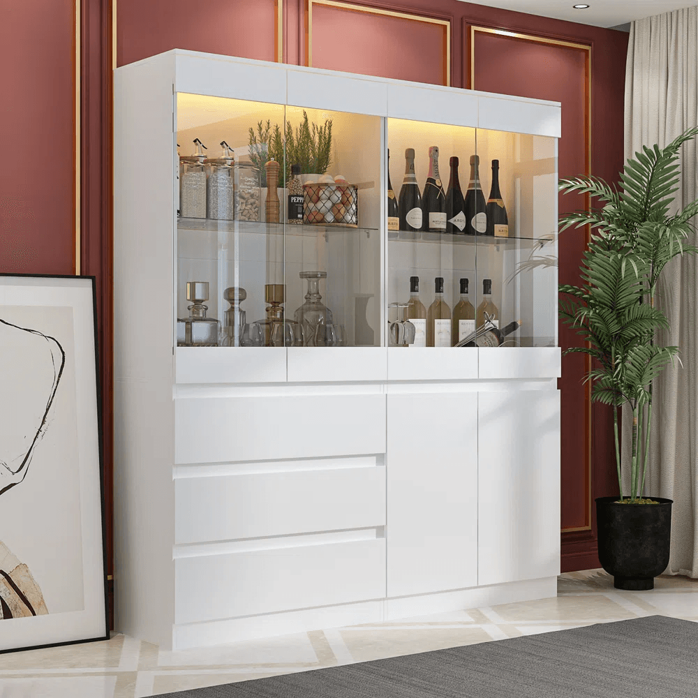 Vitrina Moderna Jirá II Color Blanco TU MESITA 3 cajones 2 puertas