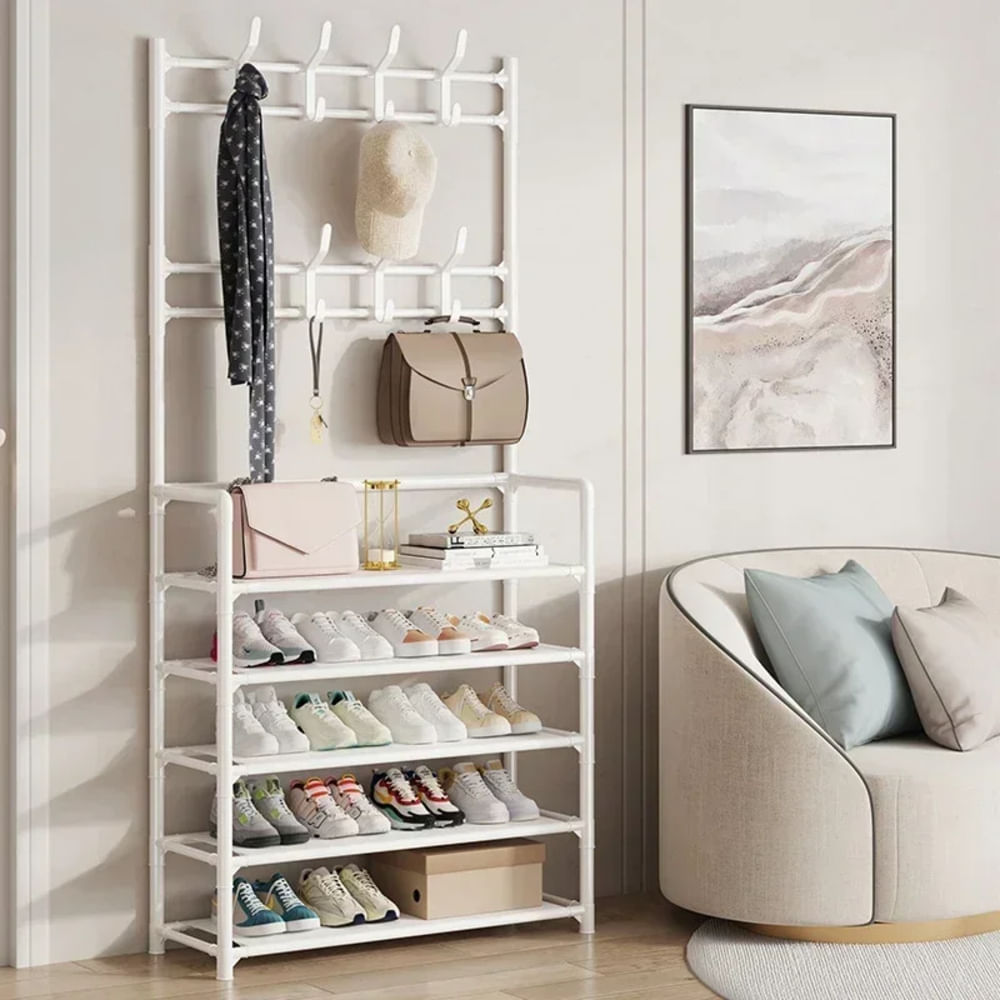 Estante Perchero Rack 5 Niveles Blanco Organizador Ropa Sombreros ...