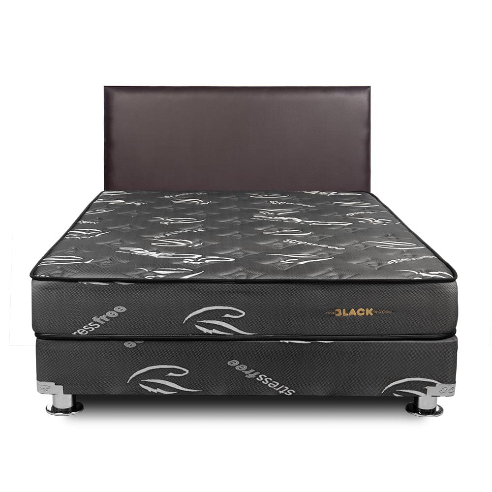 Cama EL CISNE Pocket Black 2 Plazas + Cabecera