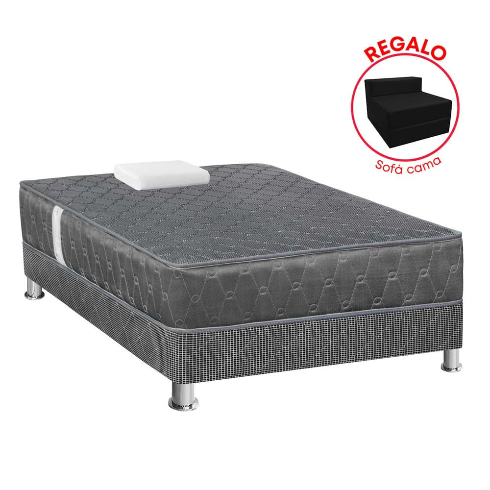 Cama Americana FORLI Acqua 1.5 Plazas Gris/Gris + Sofá Cama