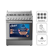 Cocina a Gas OSTER 6 Hornillas OS-PGSGMICA306HSSGM Plateado