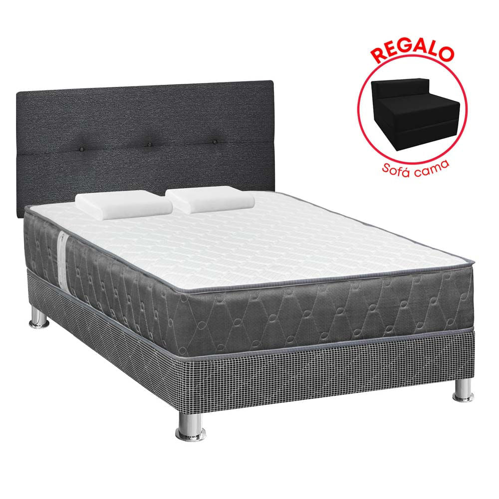 Dormitorio FORLI Acqua 2 Plazas Blanco/Gris + Sofá Cama