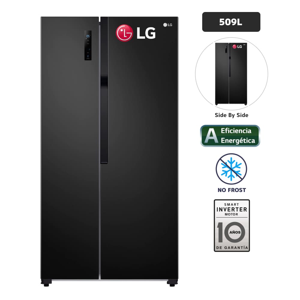 Refrigeradora LG 509L No Frost GS51MPD Negro