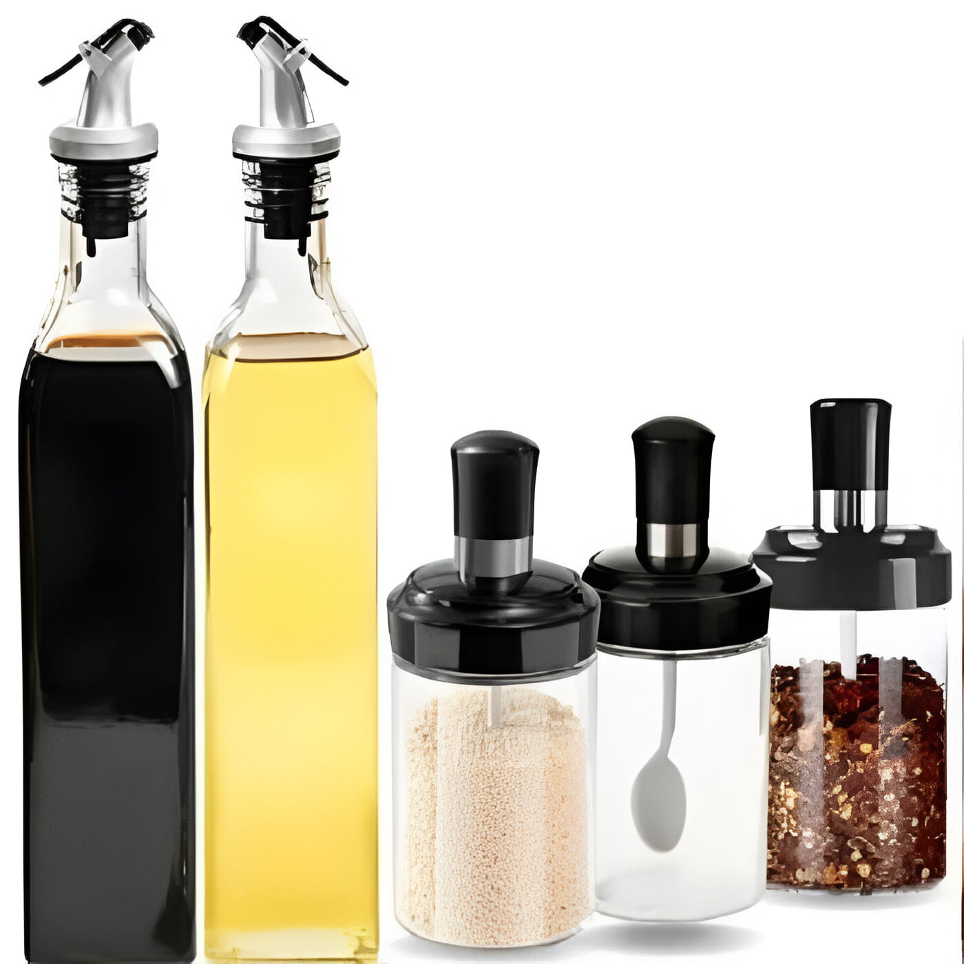 Set De Dispensador De Aceite y Condimenteros