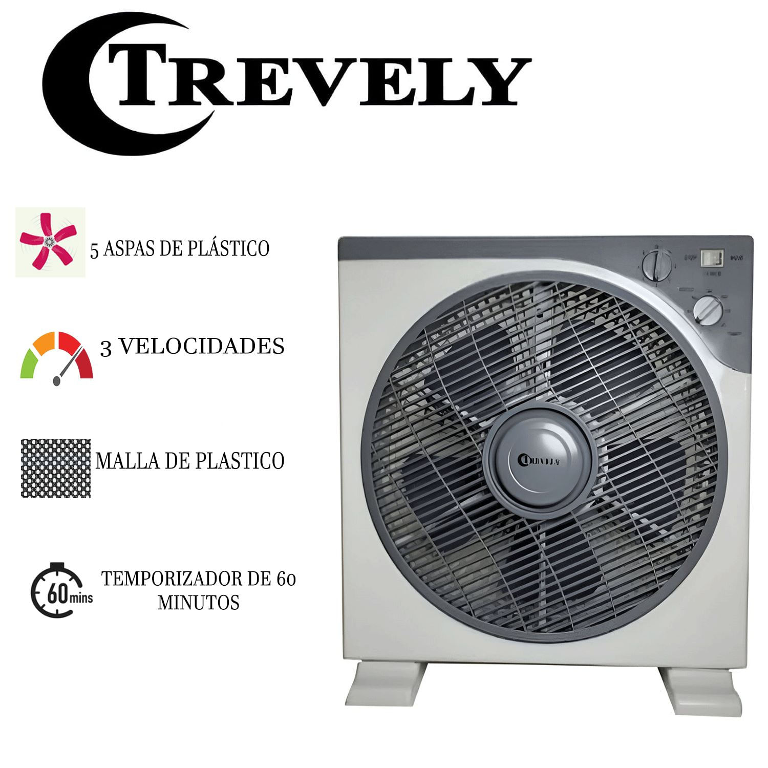 Ventilador mesa Trevely VT-12A 12'' 45W Gris