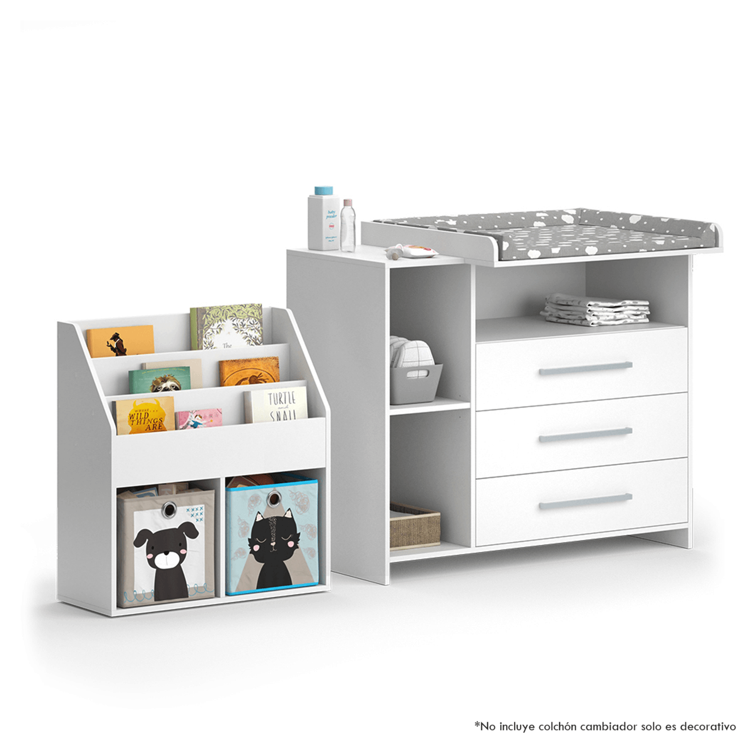 Combo Comoda Cambiador + Librero Infantil Kayami DIBA Muebles