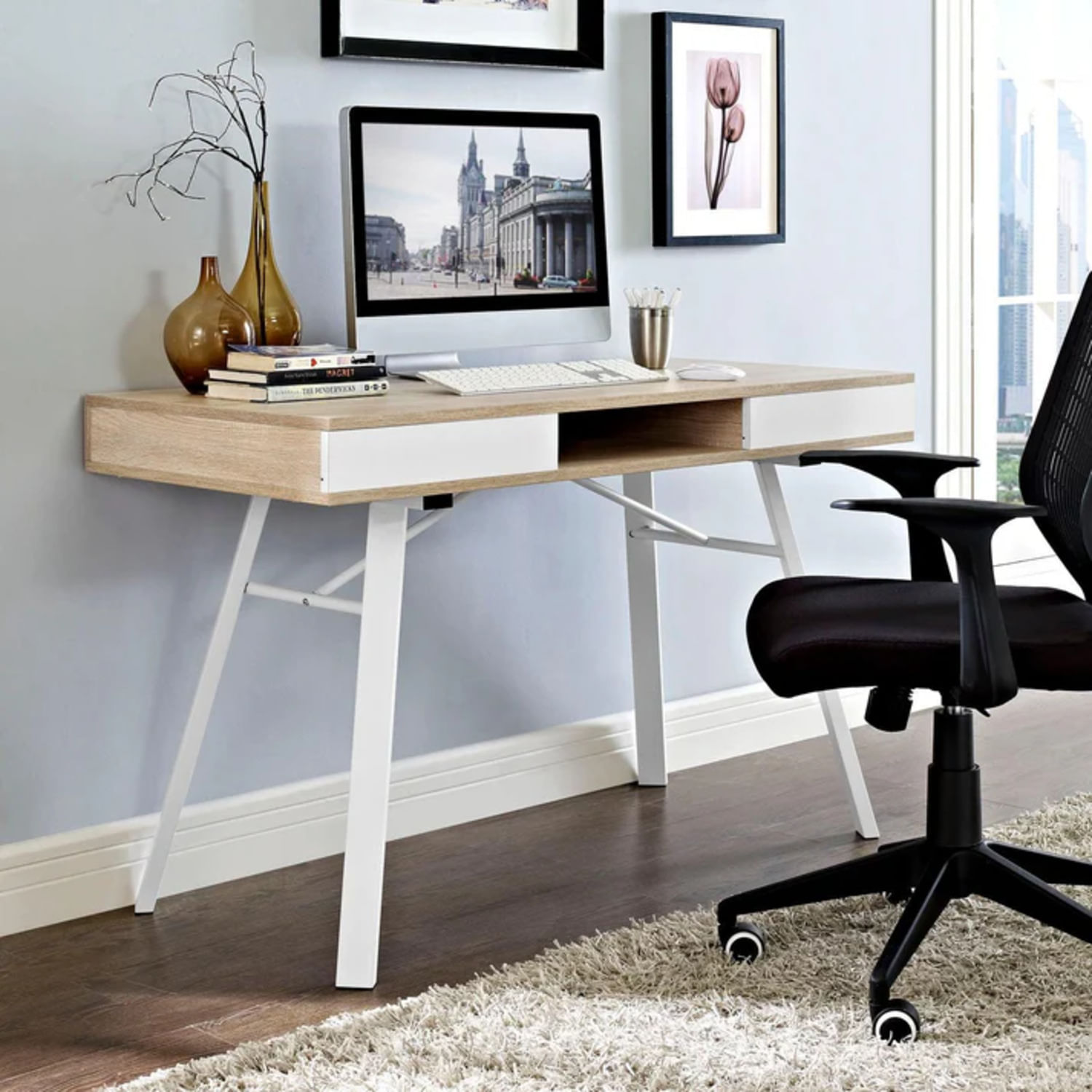 Escritorio Moderno Isabella 2 Cajones R&R MUEBLES