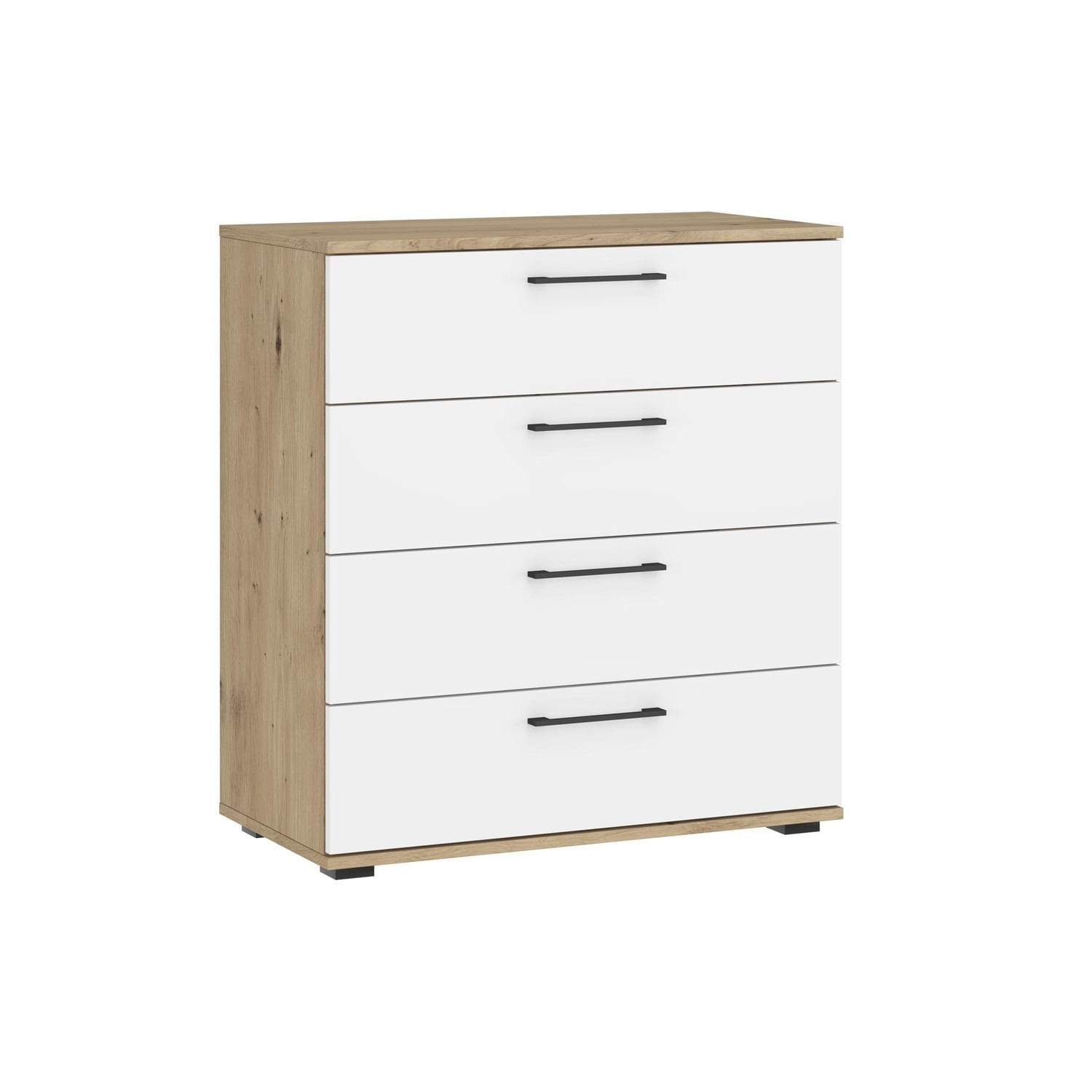 Cómoda Moderna 4 Cajones Fiori Marrón Claro / Blanco R&R MUEBLES