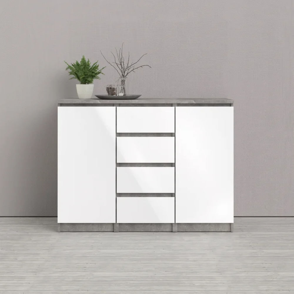 Aparador Moderno Balirossa Blanco y Gris R&R MUEBLES