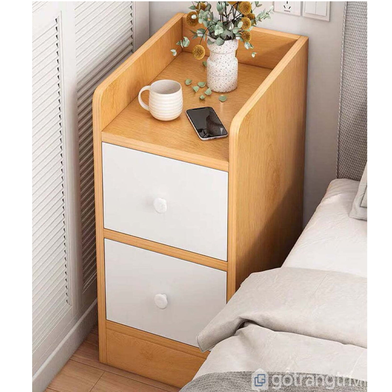 Velador Moderno Simone Haya/Blanco 20cm R&R MUEBLES