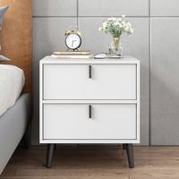 Velador Minimalista Giovany Blanco 2 Cajones R&R MUEBLES