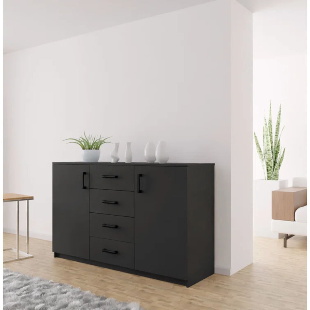 Aparador Moderno Blossom Negro R&R MUEBLES