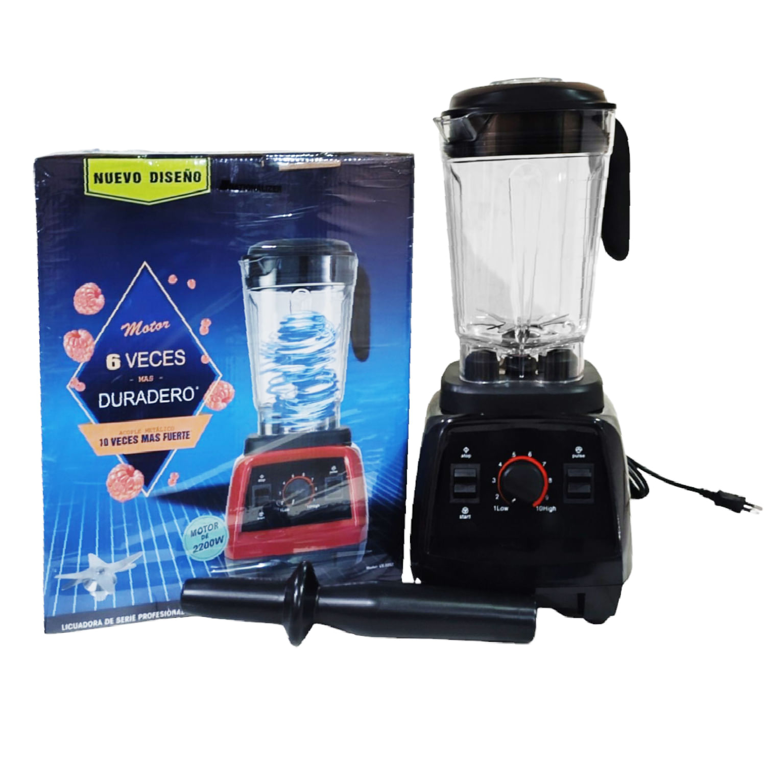 Licuadora Industrial Nationalizer 2 Litros y 2200 Watts Negro