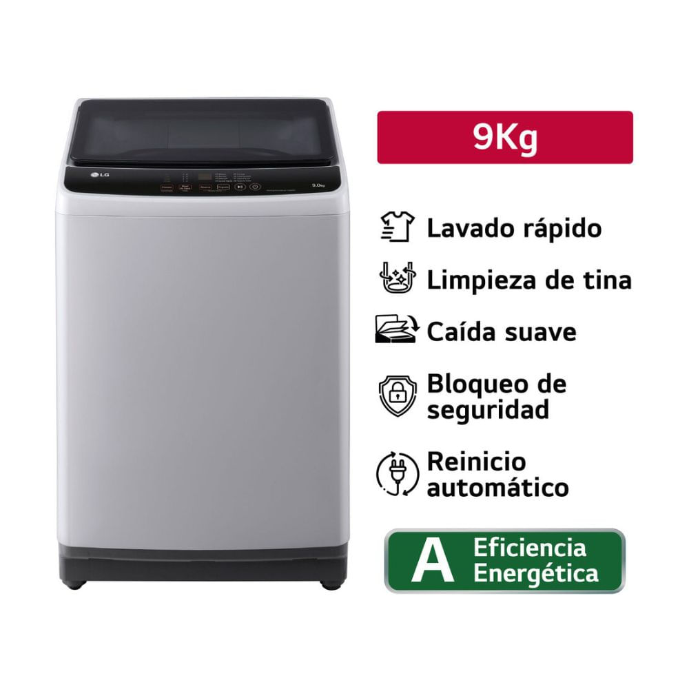 Lavadora LG WT9GL Lavado Rápido Carga Superior 9Kg Gris