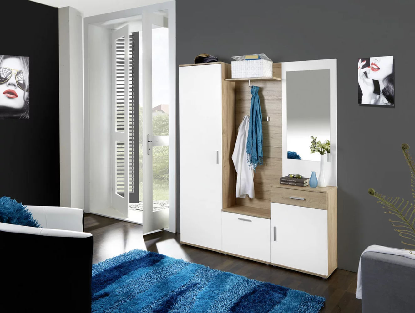 Armario Guardarropa Kenny color Blanco/Duna con Espejo TU MESITA