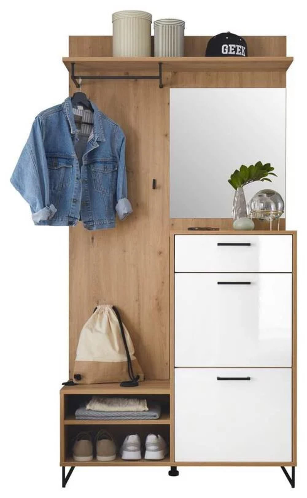 Armario Guardarropa Matias con Espejo color Duna/Blanco TU MESITA