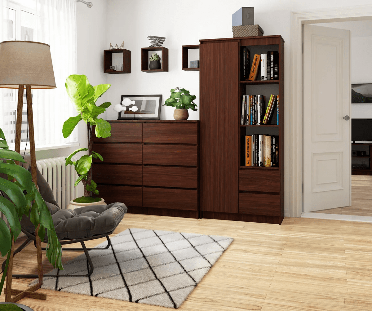 Armario Multiusos Yeko color Marrón 2 cajones 1 puerta TU MESITA