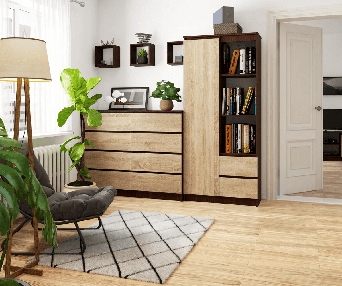 Armario Multiusos Yeko color Marrón/Duna 2 cajones 1 puerta TU MESITA