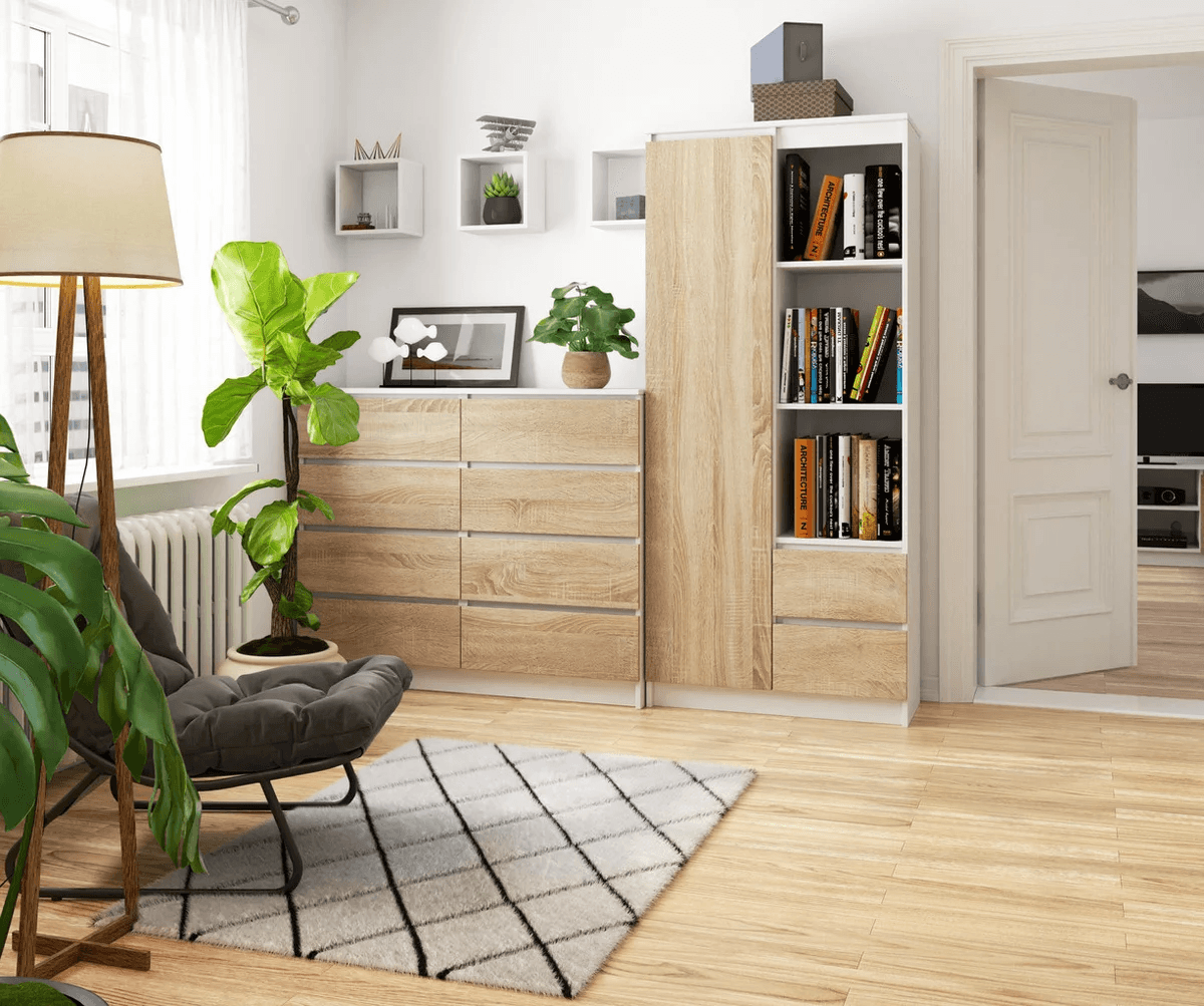 Armario Multiusos Yeko color Blanco/Duna 2 cajones 1 puerta TU MESITA