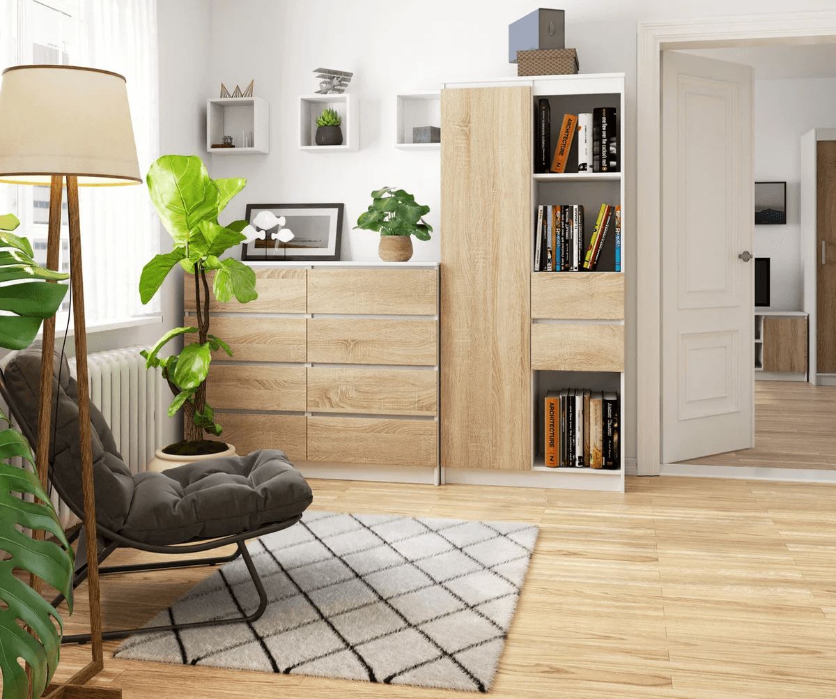 Armario Multiusos Yeko II color Blanco/Duna 2 cajones 1 puerta TU MESITA