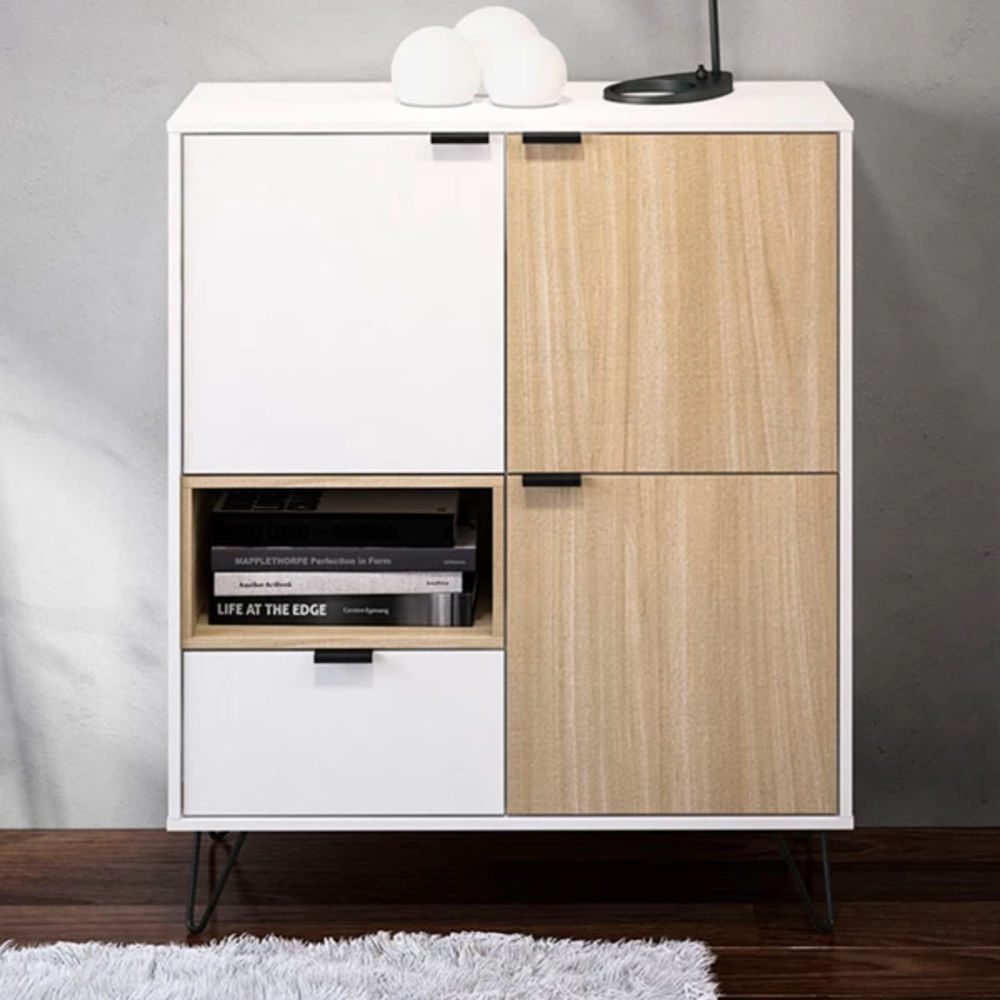 Aparador Contemporáneo Sagitario II color Blanco/Duna 3 puertas 1 cajón TU MESITA