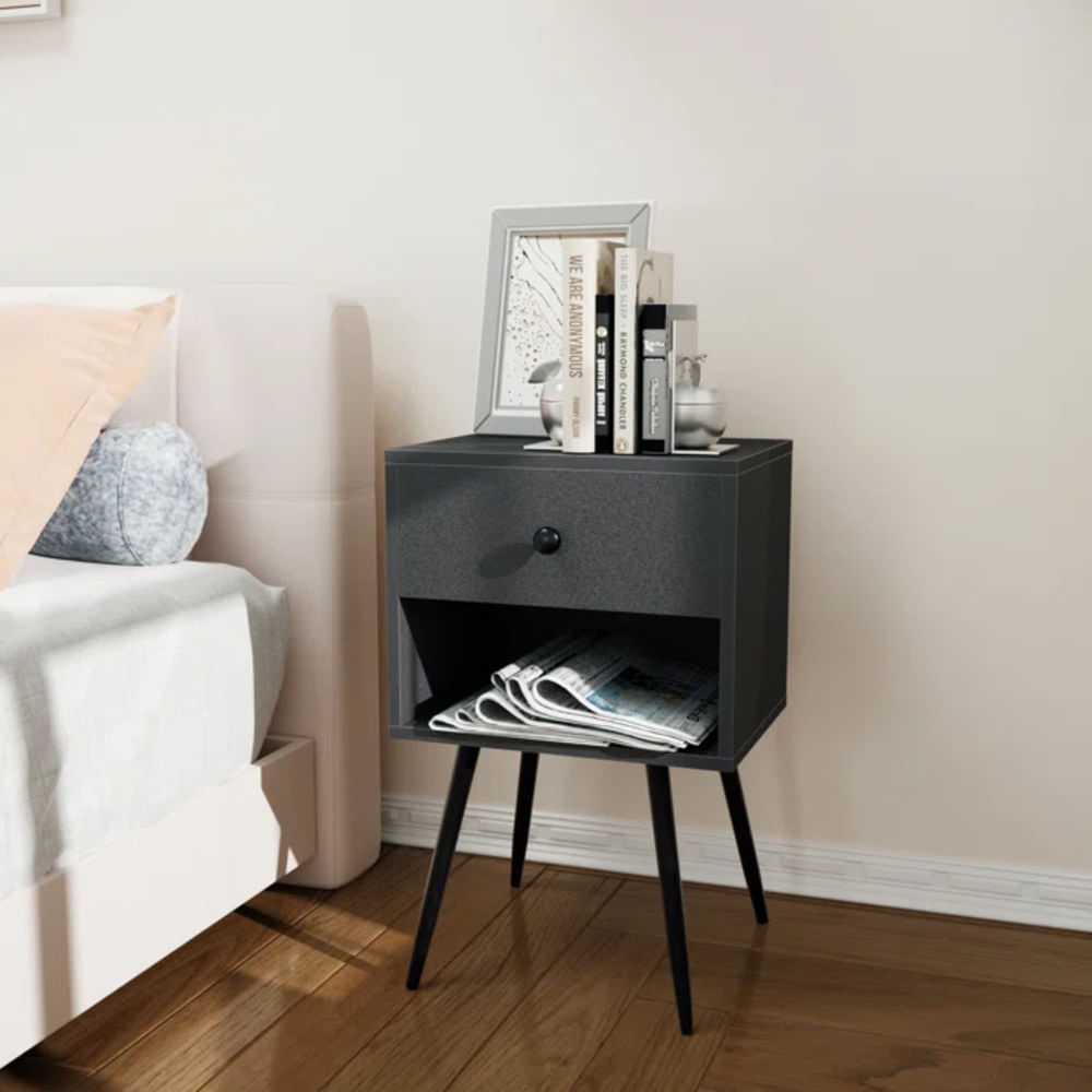 Velador Mesa de Noche Atlantis color Gris 1 cajón TU MESITA